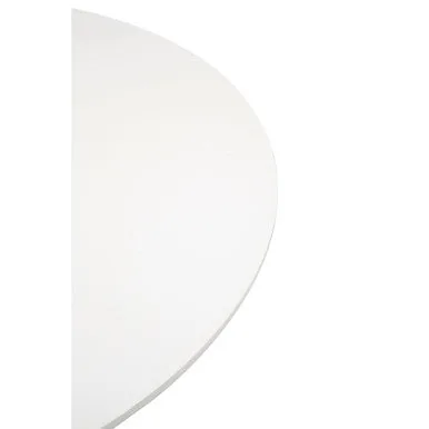 White Small Round Dining Table With Sleek Column Pedestal Base, Laila