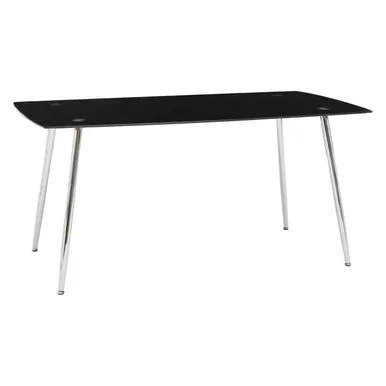 Black Tempered Glass Top & Silver Frame Dining Table With 6 Chairs Set, Wimslow