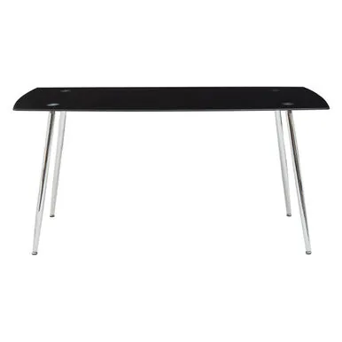 Black Tempered Glass Top & Silver Frame Dining Table With 6 Chairs Set, Wimslow