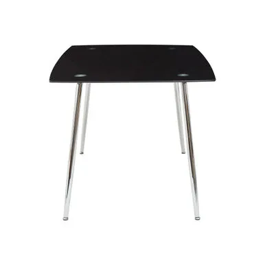 Black Tempered Glass Top & Silver Frame Dining Table With 6 Chairs Set, Wimslow