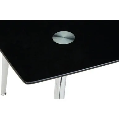 Black Tempered Glass Top & Silver Frame Dining Table With 6 Chairs Set, Wimslow