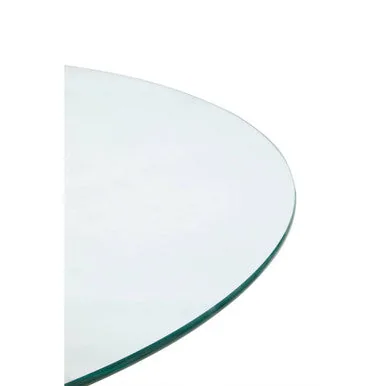 Clear Glass Top Round Dining Table With Black Metal Legs, Salford