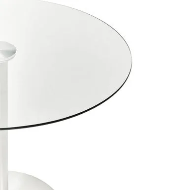 Clear Glass Round Dining Table With Silver Metal Base, Metropolitan