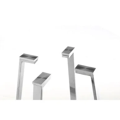 Clear Glass Square Dining Table With Silver Metal Base, Metropolitan