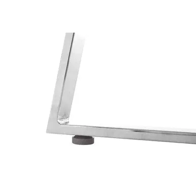 Clear Glass Square Dining Table With Silver Metal Base, Metropolitan