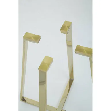 Clear Glass Top & Gold Square Steel Dining Table, Metropolitan