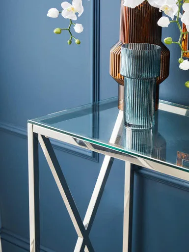 Esma Small Ribbed Blue Glass Vase