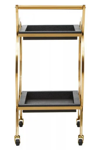 Cardoba Two Tier Black Shagreen Serving Trolley