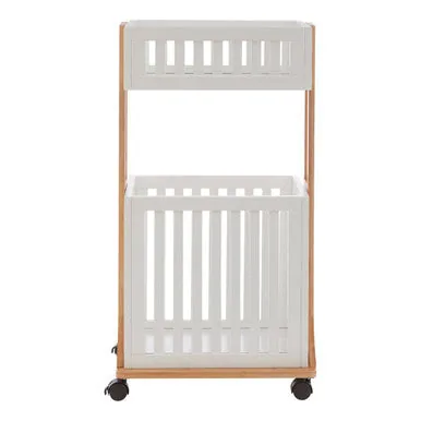 Nostra 2 Tier Storage Trolley Bamboo White Modern