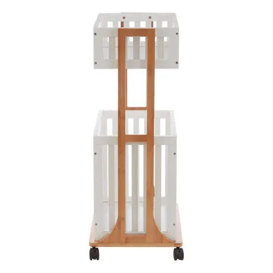 Nostra 2 Tier Storage Trolley Bamboo White Modern