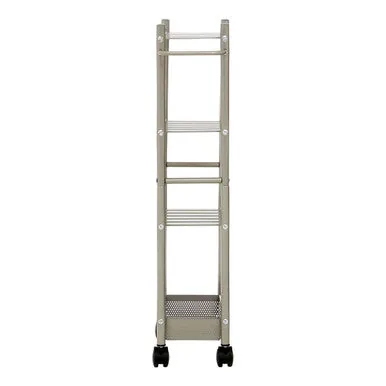 Dara 4 Tier Silver Metal Trolley With Basket