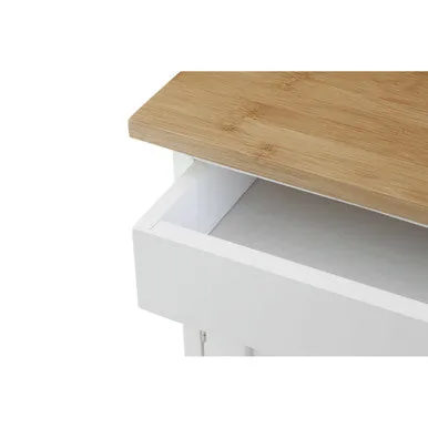 Harlow White & Bamboo Top Kitchen Trolley