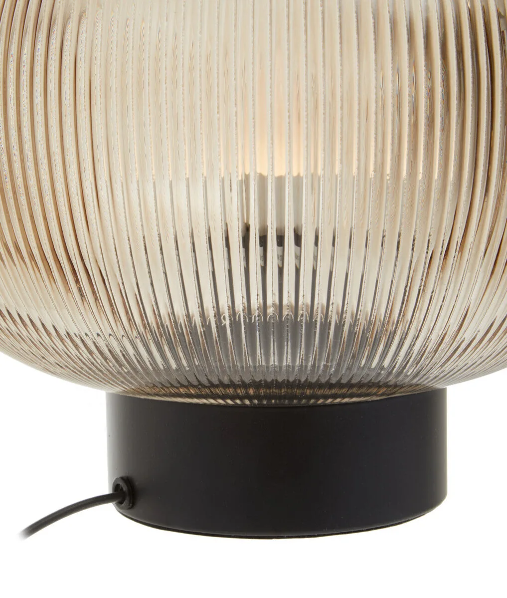 Enola Large Ribbed Smoked Glass Table Lamp