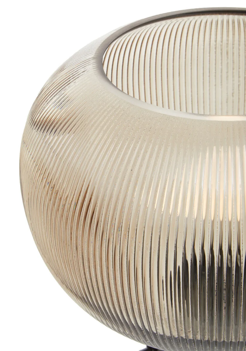 Enola Large Ribbed Smoked Glass Table Lamp