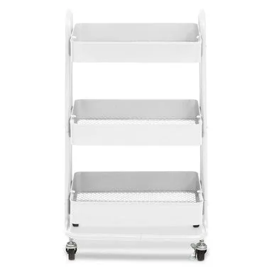 Acero Three Tier White Metal Trolley