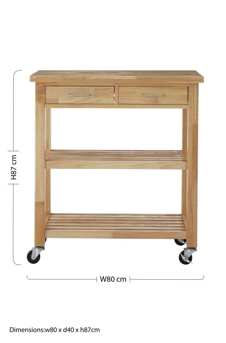 Harlow Glenn Tropical Hevea Wood Kitchen Trolley