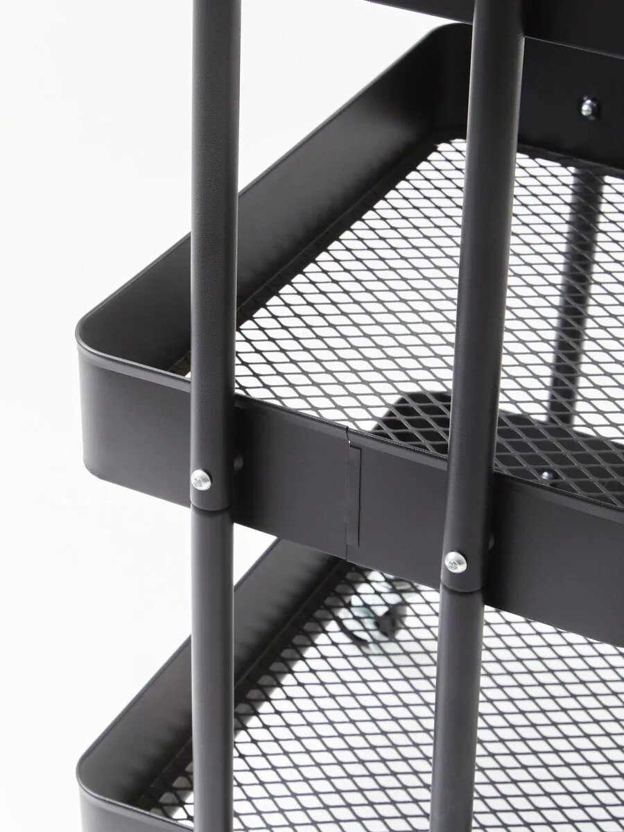 Acero Three Tier Black Metal Trolley