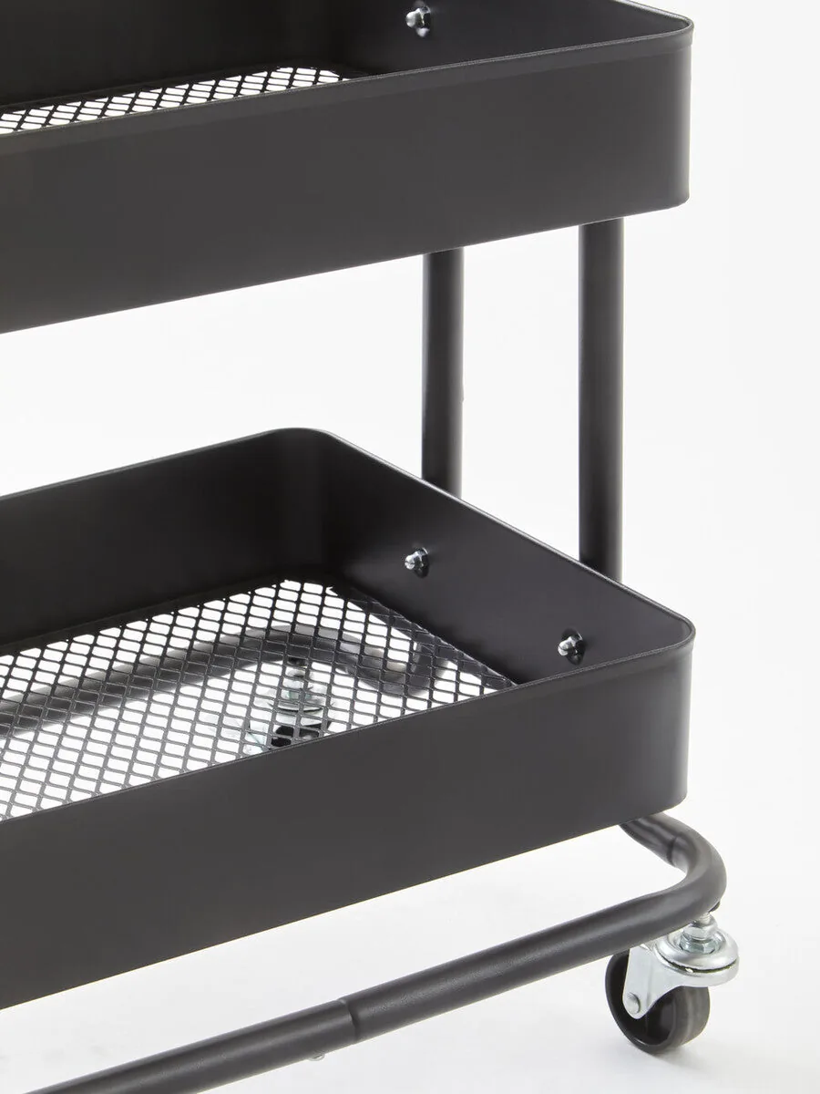 Acero Three Tier Black Metal Trolley
