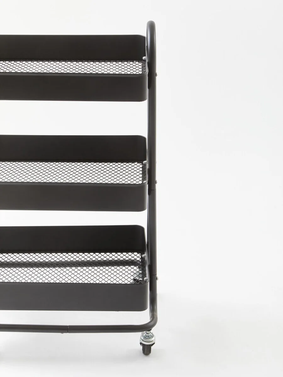 Acero Three Tier Black Metal Trolley