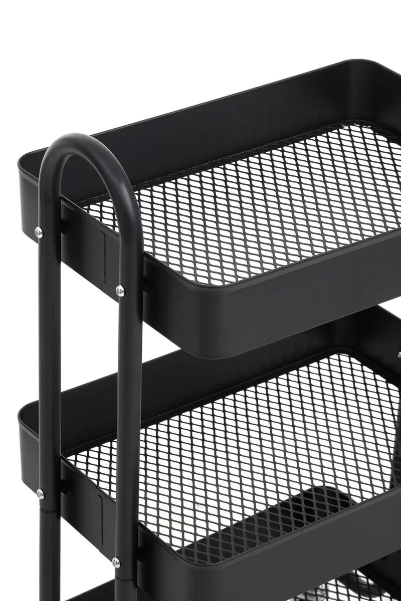 Acero Three Tier Black Metal Trolley