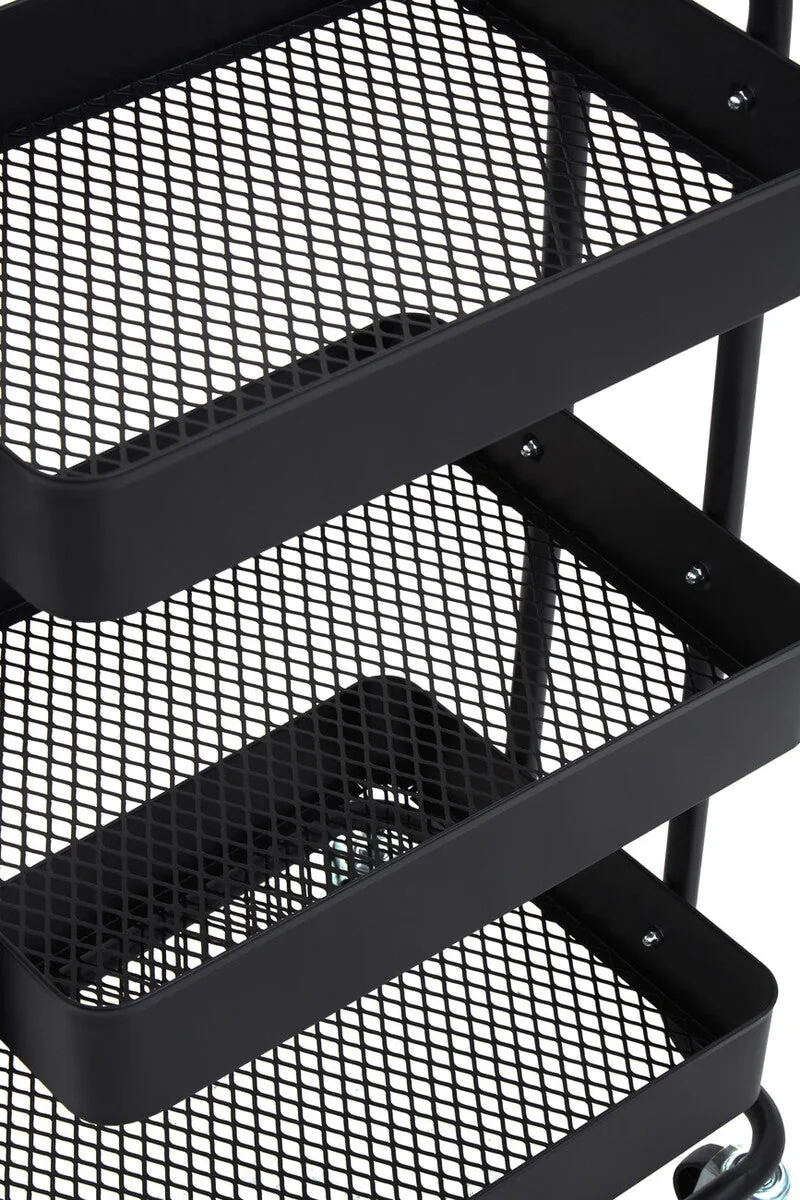 Acero Three Tier Black Metal Trolley