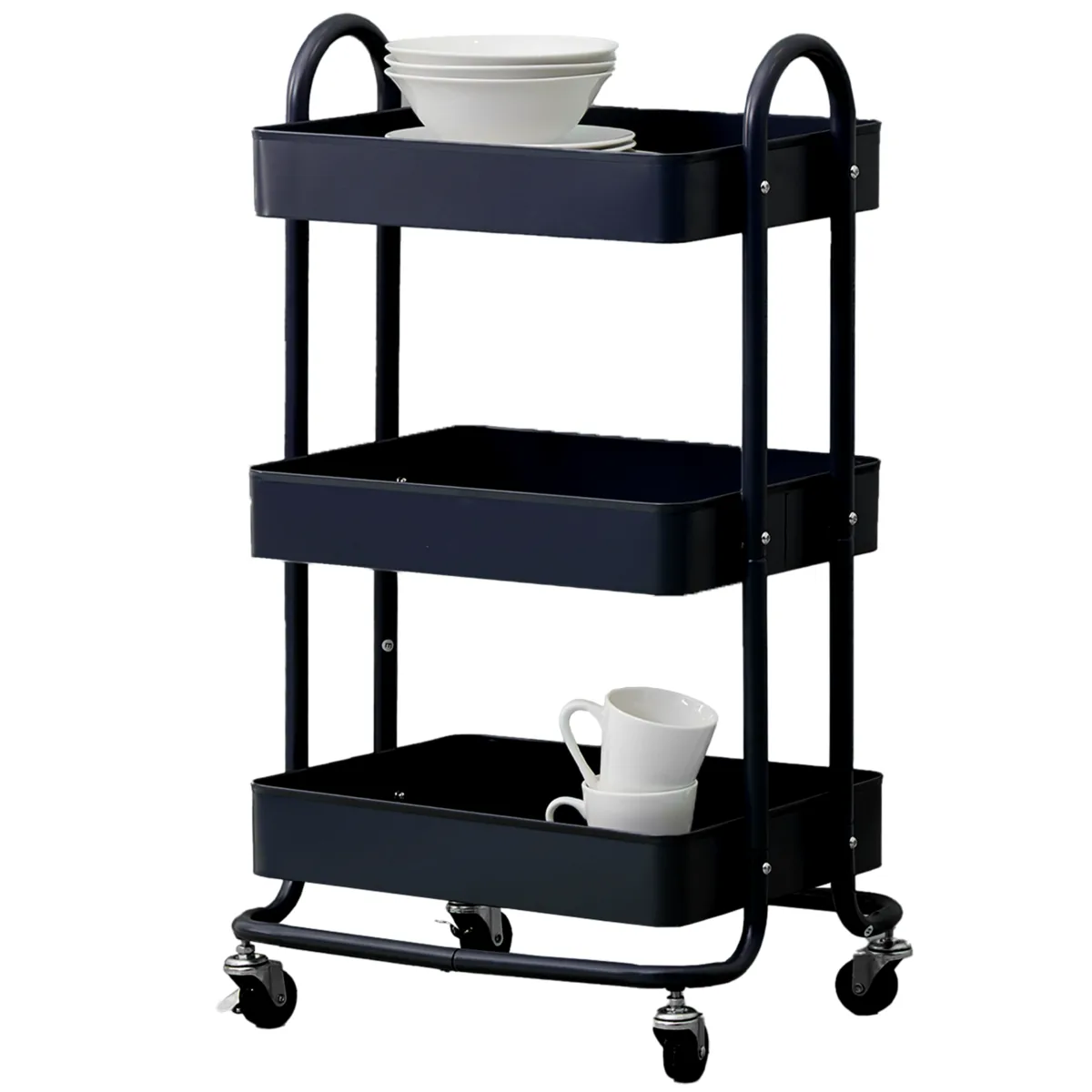 Acero Three Tier Black Metal Trolley