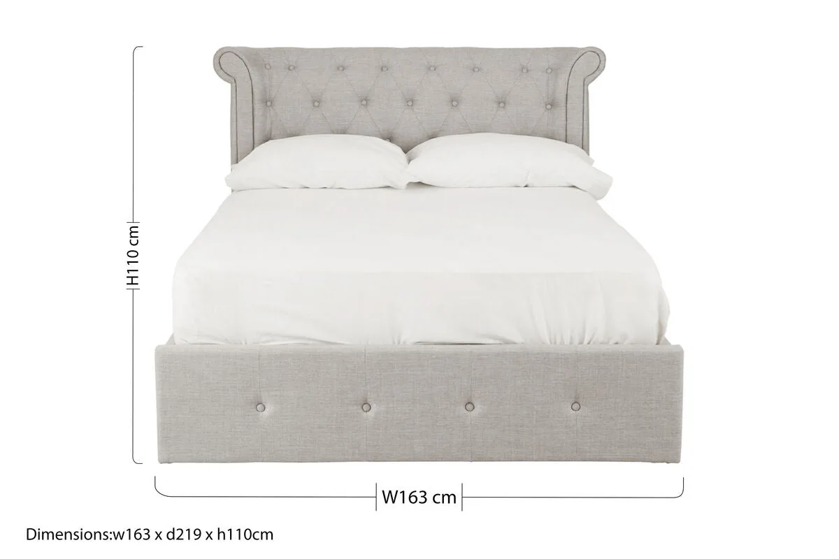 Edison Light Grey Ottoman Double Bed