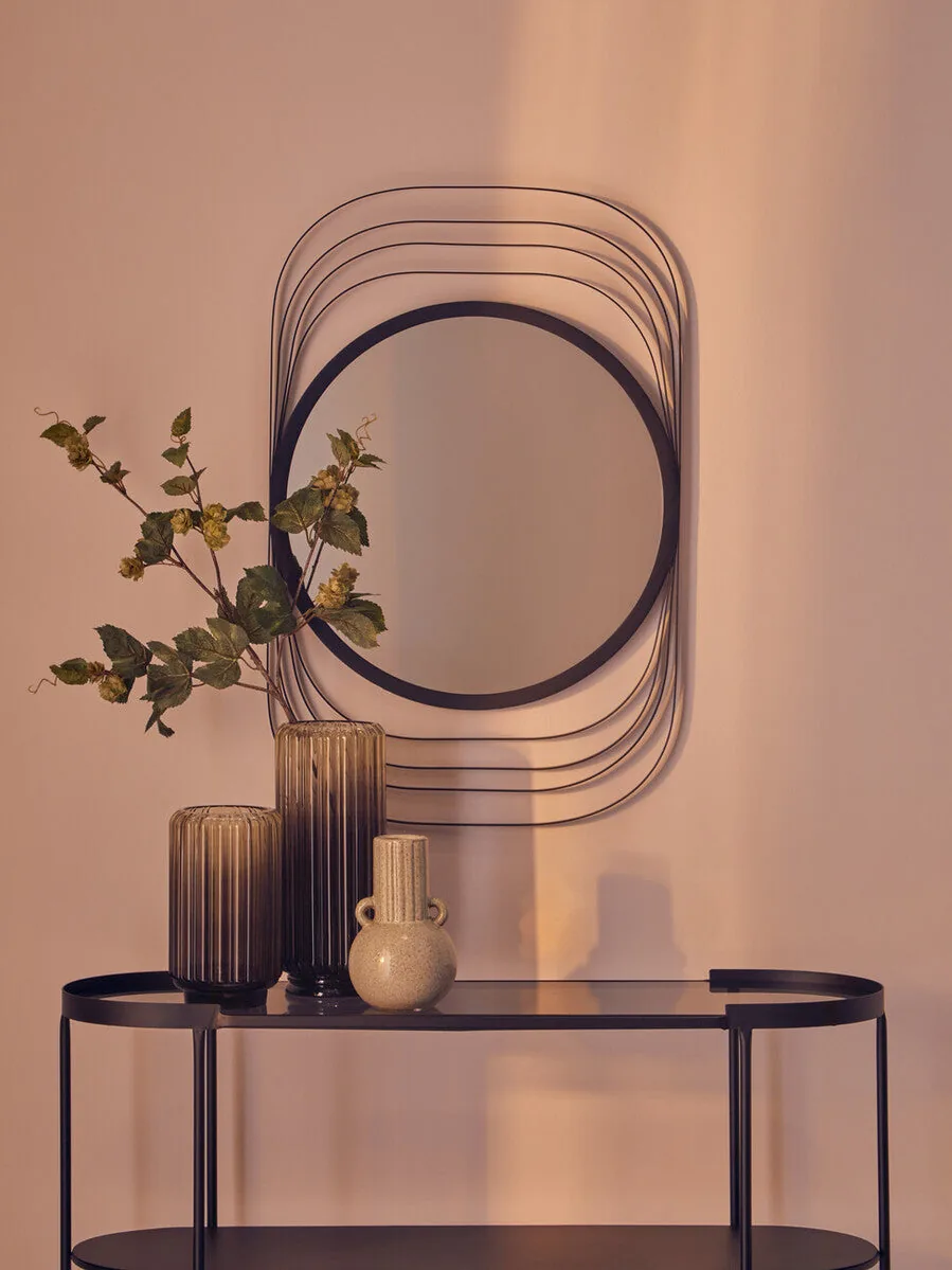 Chima Large Grey Ribbed Glass Vase