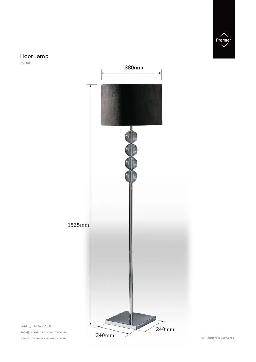 Mistro Black Suede Shade Floor Lamp