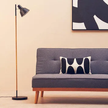 Bryant Black Metal & Wood Floor Lamp