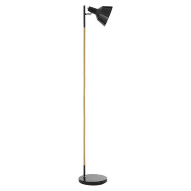 Bryant Black Metal & Wood Floor Lamp
