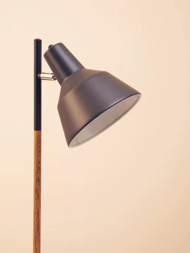 Bryant Black Metal & Wood Floor Lamp
