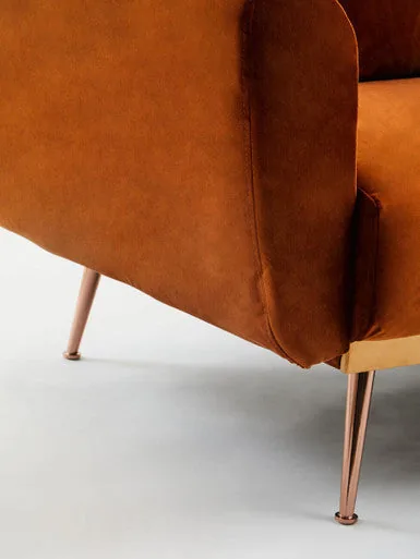 Burnt Orange Velvet Sofa Bed, Hatton