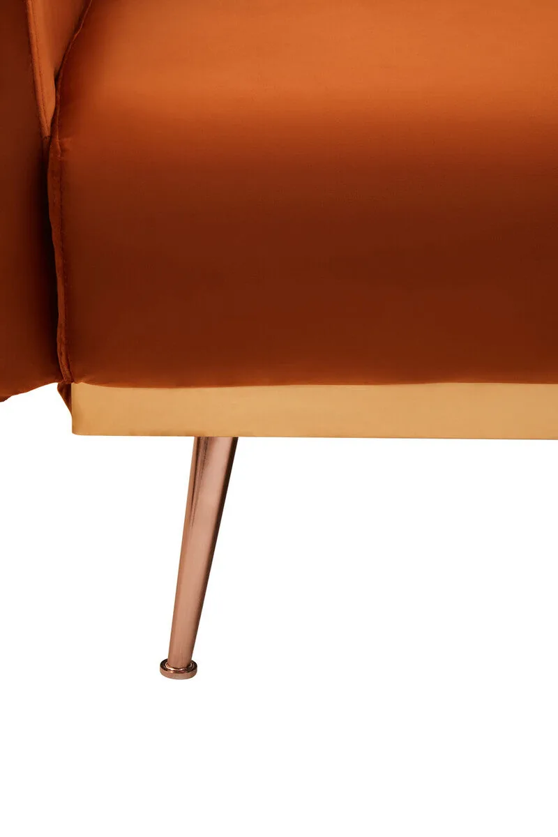 Burnt Orange Velvet Sofa Bed, Hatton