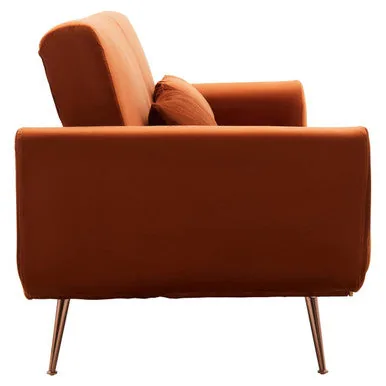 Burnt Orange Velvet Sofa Bed, Hatton