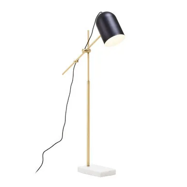 Equipoise Black & Brass Floor Lamp With Marble Base