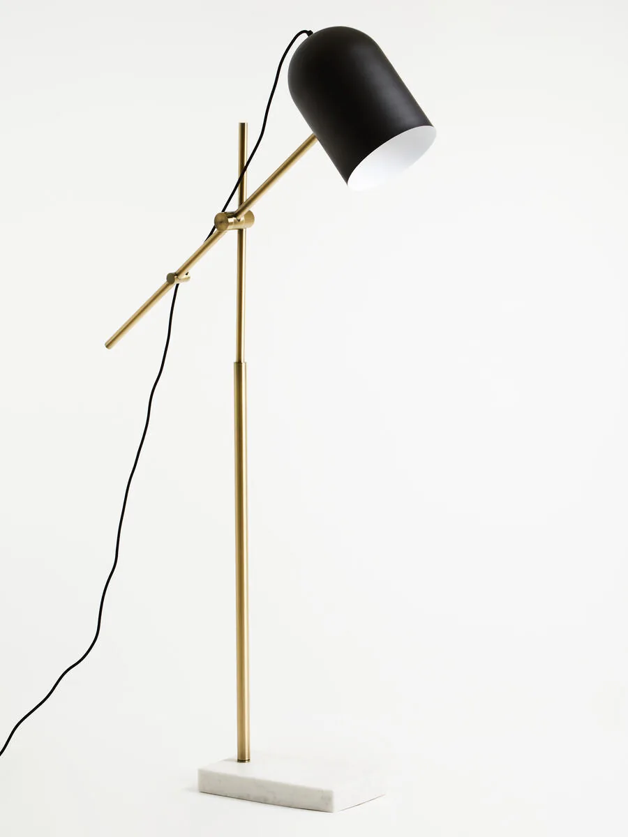 Equipoise Black & Brass Floor Lamp With Marble Base