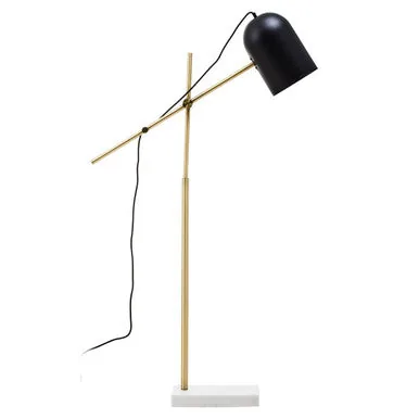 Equipoise Black & Brass Floor Lamp With Marble Base