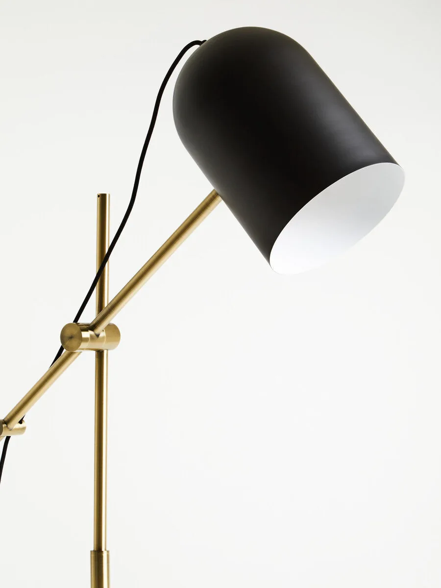 Equipoise Black & Brass Floor Lamp With Marble Base