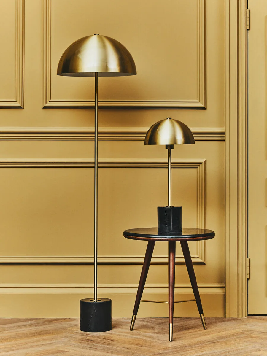Murdoch Brushed Brass Floor Lamp With Black Marble Base