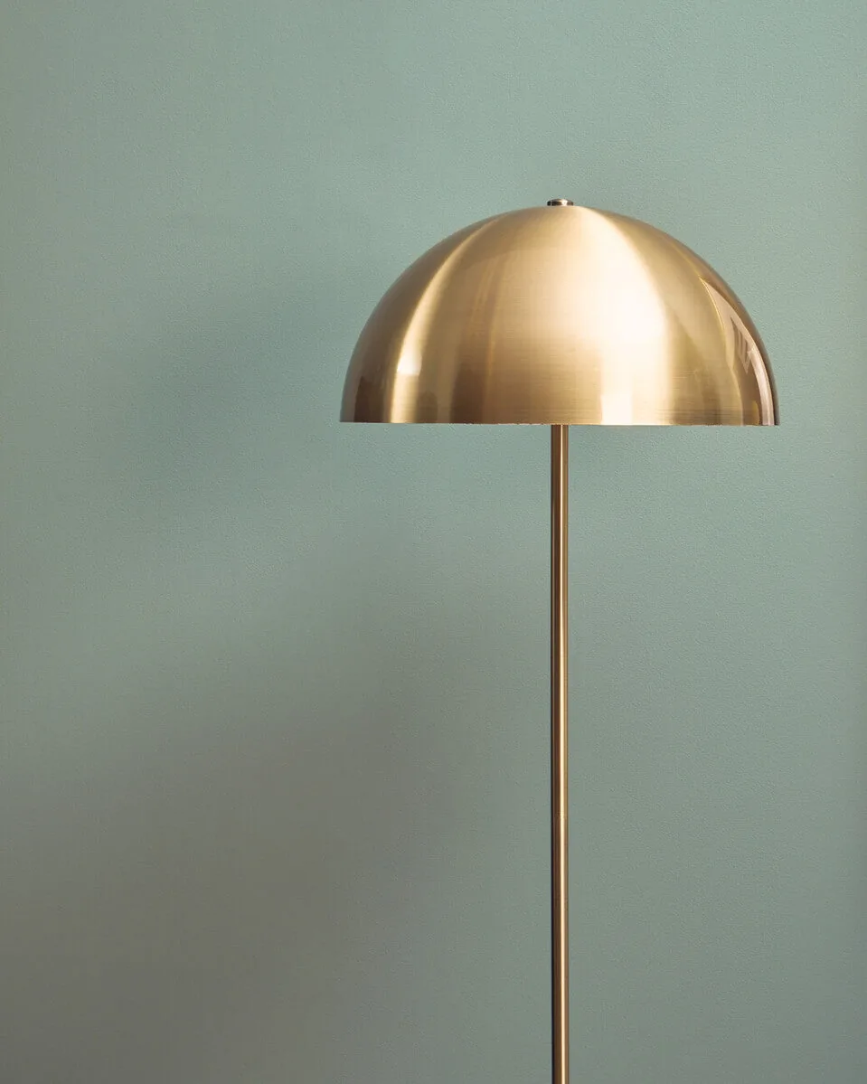 Murdoch Brushed Brass Floor Lamp With Black Marble Base