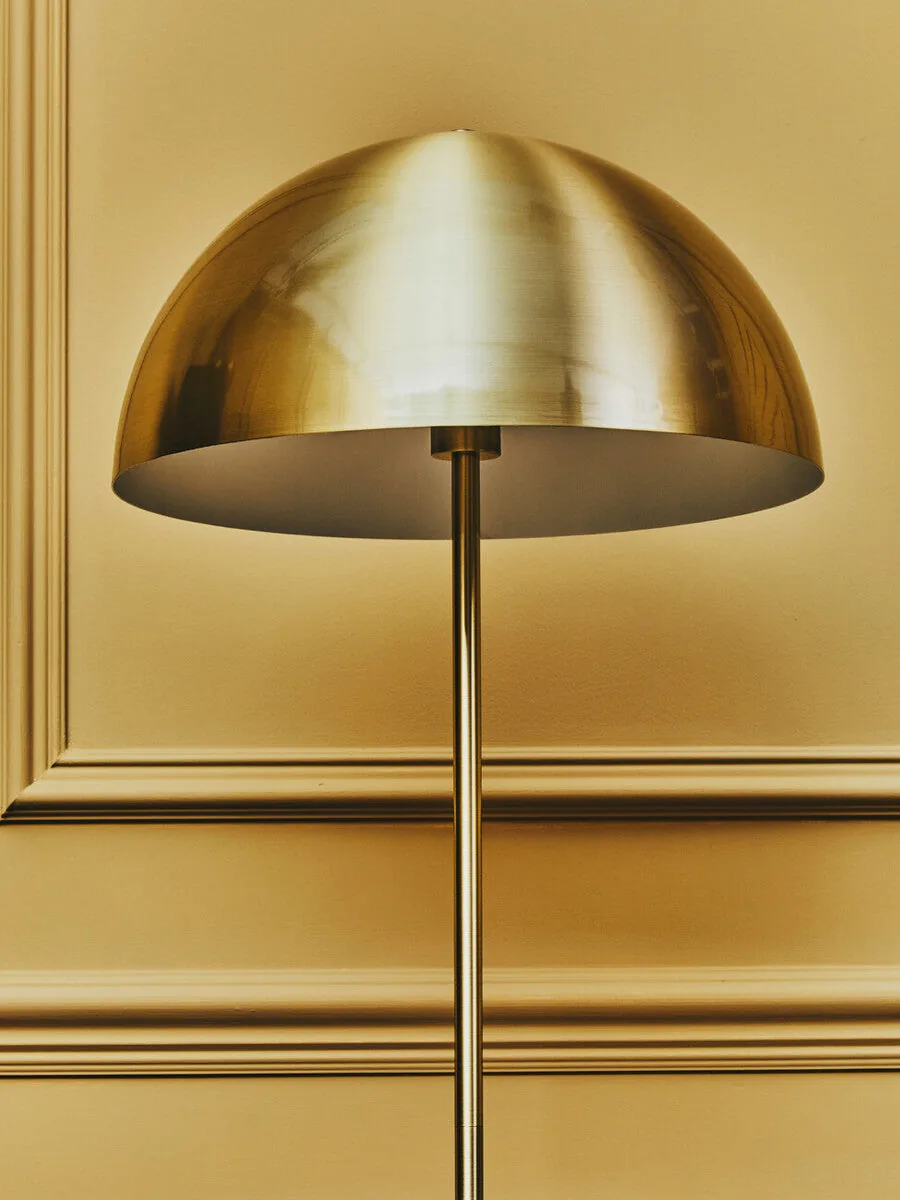 Murdoch Brushed Brass Floor Lamp With Black Marble Base