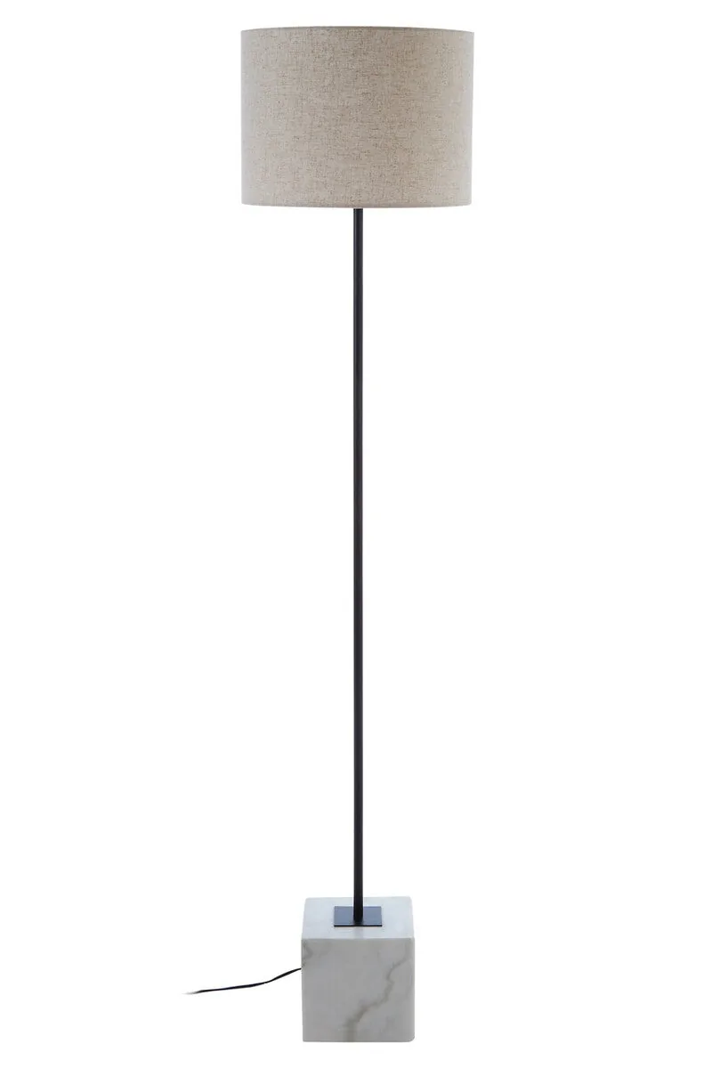 Murdoch Natural Linen Shade With White Marble Base Floor Lamp