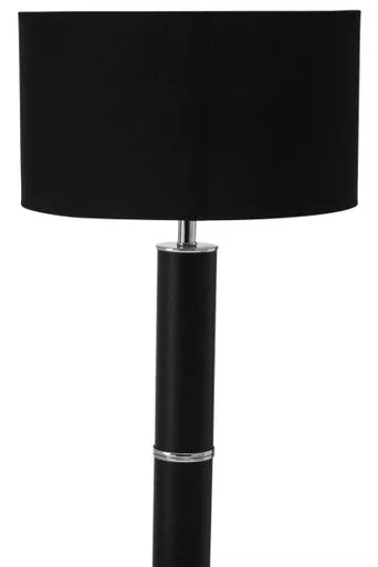 Hanah Black Snake Leather Floor Lamp With Chrome Base & Black Shade
