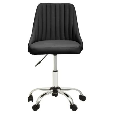 Brent Ribbed Black & Chrome Home Office Chair