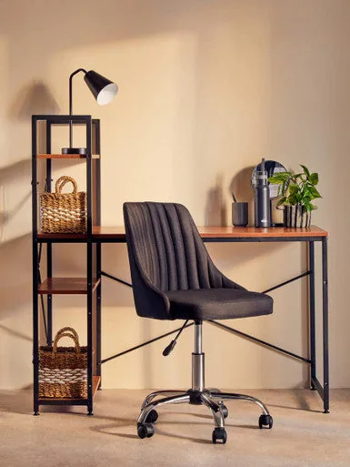 Brent Ribbed Black & Chrome Home Office Chair