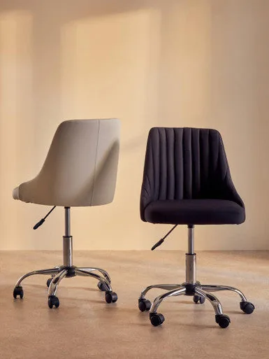 Brent Ribbed Black & Chrome Home Office Chair
