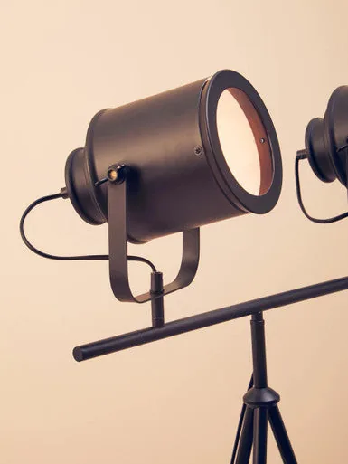 Stockholm Two Spotlight Matte Black Tripod Floor Lamp