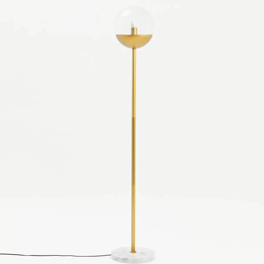Revive Gold Metal Floor Lamp With White Marble Base