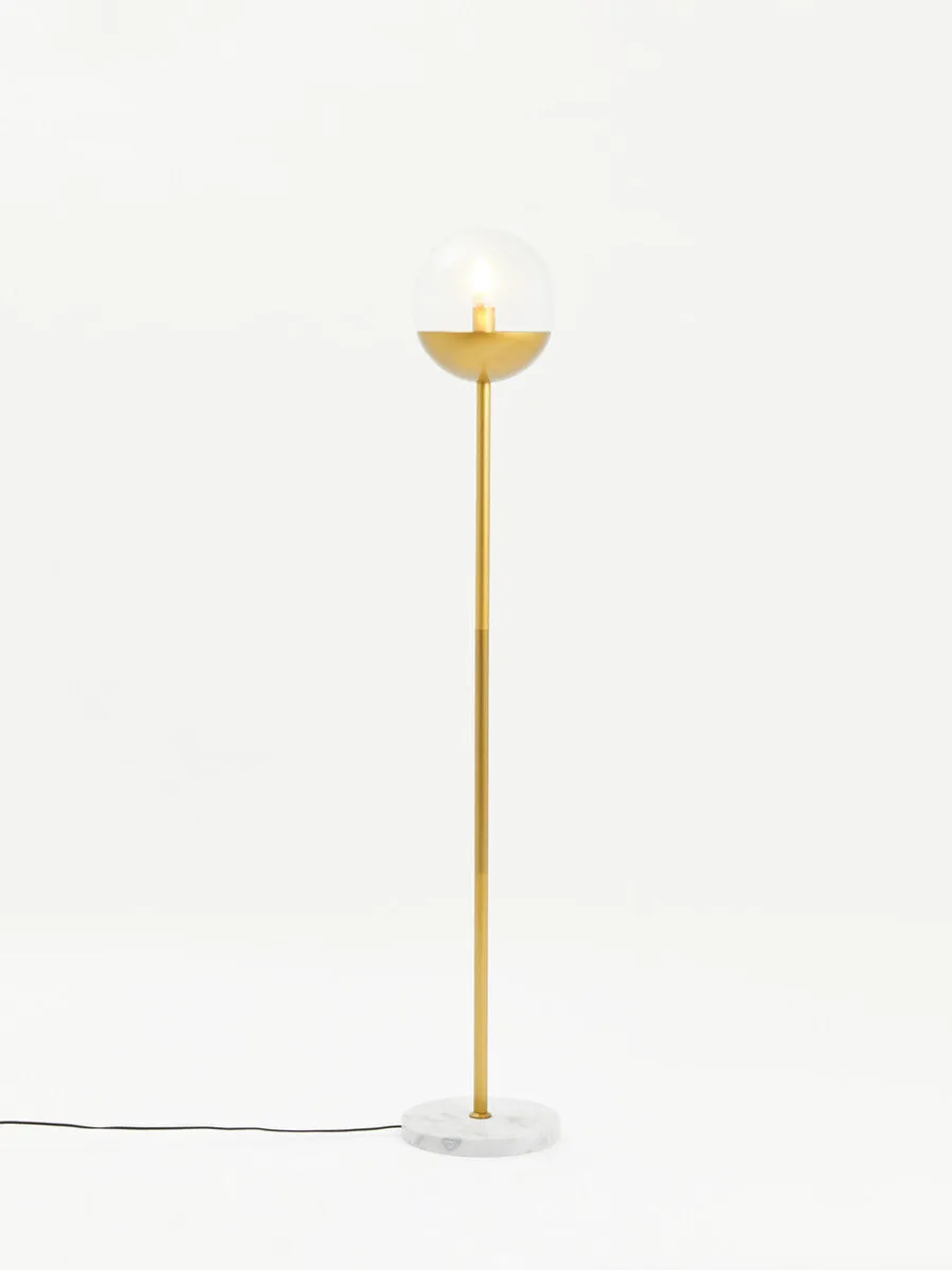 Revive Gold Metal Floor Lamp With White Marble Base